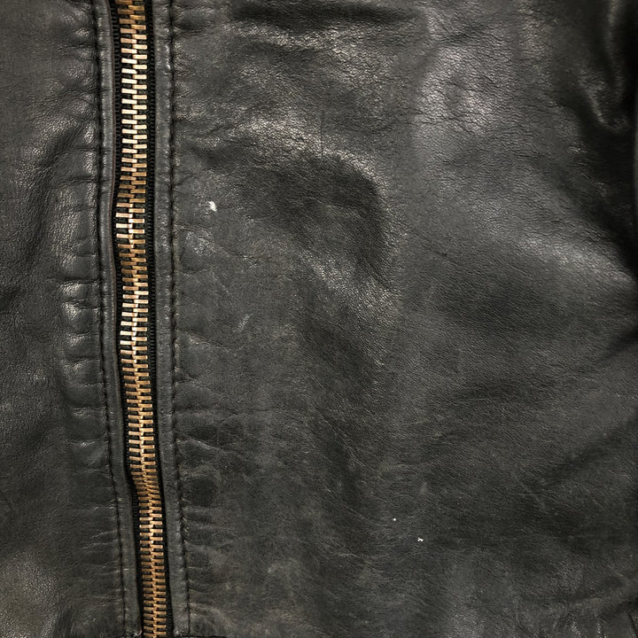 Quilted liner leather flight jacket, men's size M genuine leather black type Vintage Second Hand