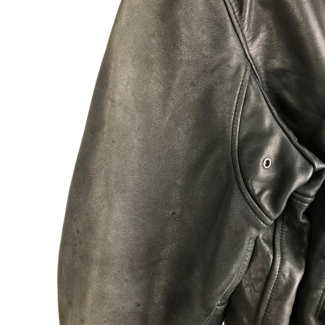 Quilted liner leather flight jacket, men's size M genuine leather black type Vintage Second Hand