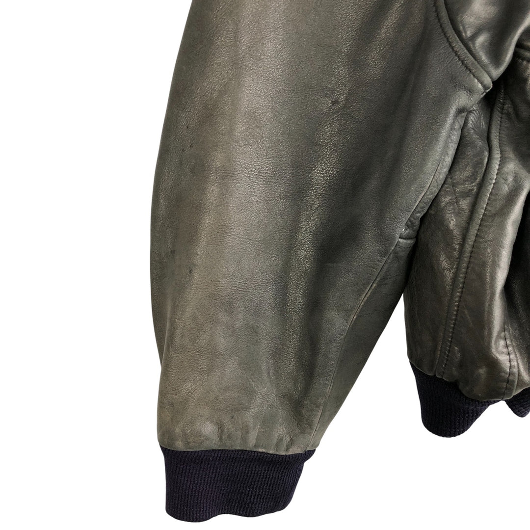 Quilted liner leather flight jacket, men's size M genuine leather black type Vintage Second Hand