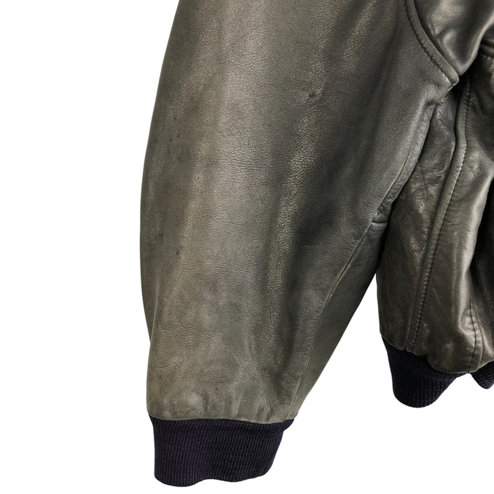 Quilted liner leather flight jacket, men's size M genuine leather black type Vintage Second Hand