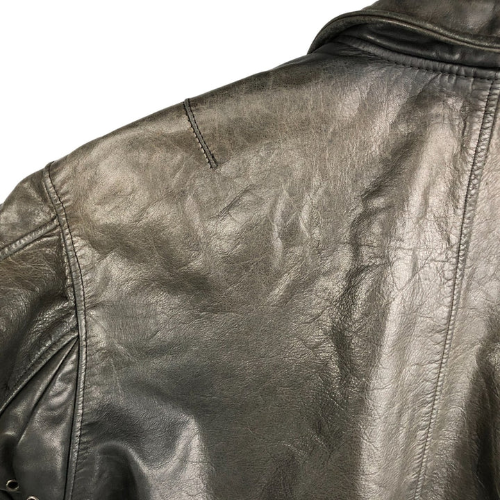Quilted liner leather flight jacket, men's size M genuine leather black type Vintage Second Hand