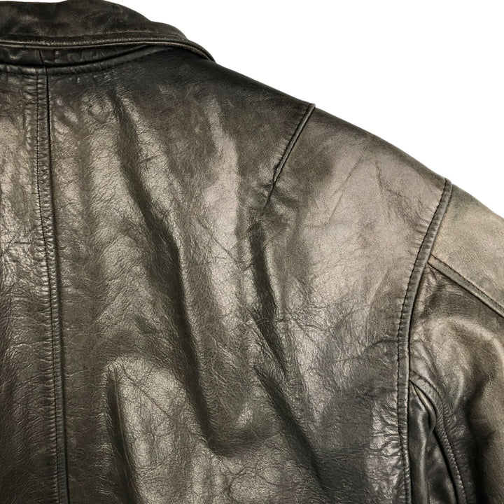 Quilted liner leather flight jacket, men's size M genuine leather black type Vintage Second Hand