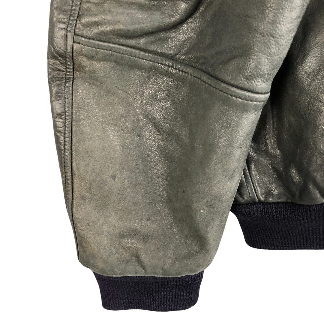 Quilted liner leather flight jacket, men's size M genuine leather black type Vintage Second Hand