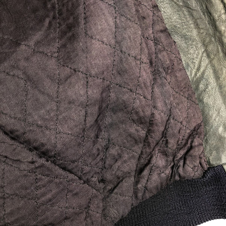 Quilted liner leather flight jacket, men's size M genuine leather black type Vintage Second Hand