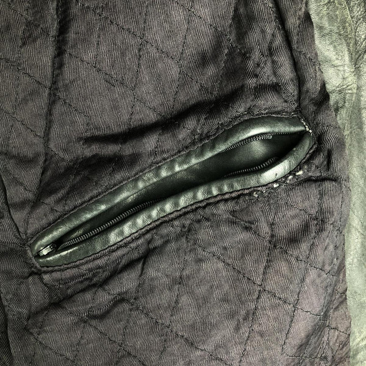 Quilted liner leather flight jacket, men's size M genuine leather black type Vintage Second Hand