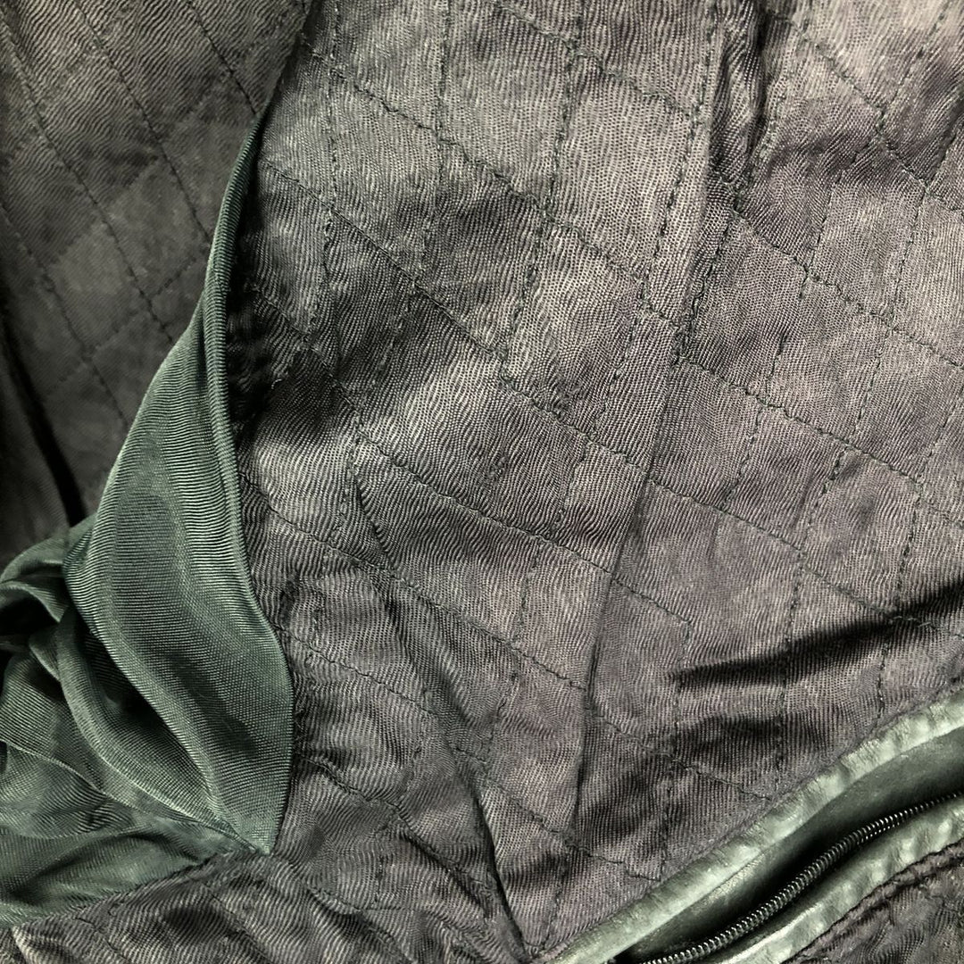 Quilted liner leather flight jacket, men's size M genuine leather black type Vintage Second Hand