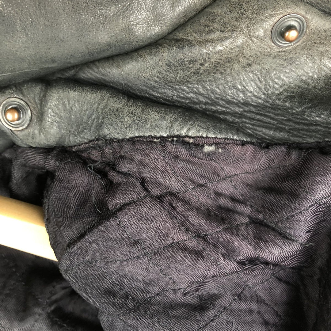 Quilted liner leather flight jacket, men's size M genuine leather black type Vintage Second Hand