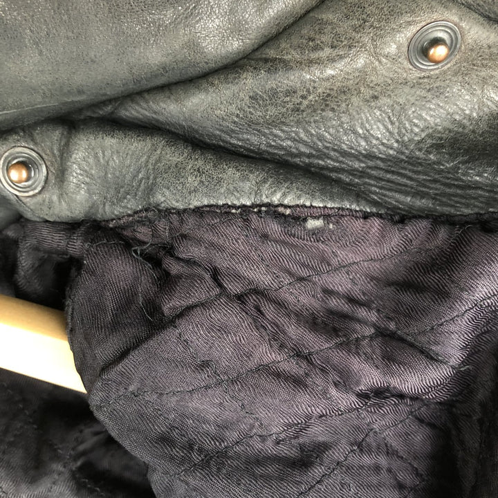 Quilted liner leather flight jacket, men's size M genuine leather black type Vintage Second Hand