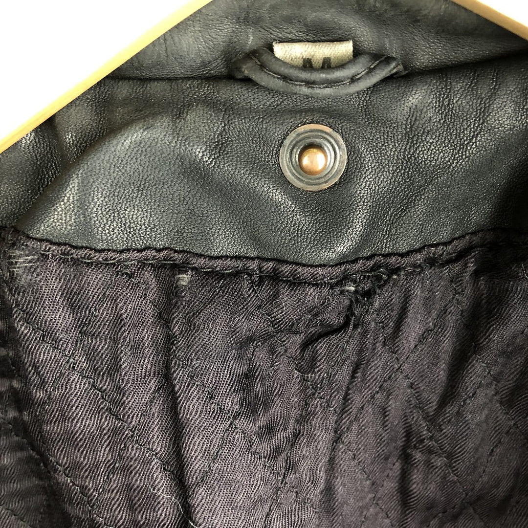 Quilted liner leather flight jacket, men's size M genuine leather black type Vintage Second Hand