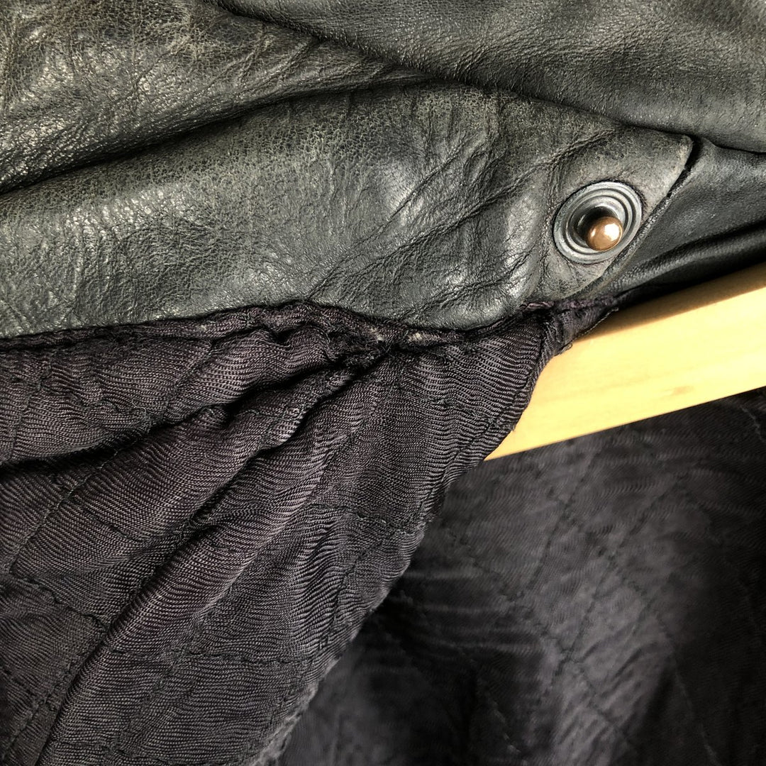 Quilted liner leather flight jacket, men's size M genuine leather black type Vintage Second Hand