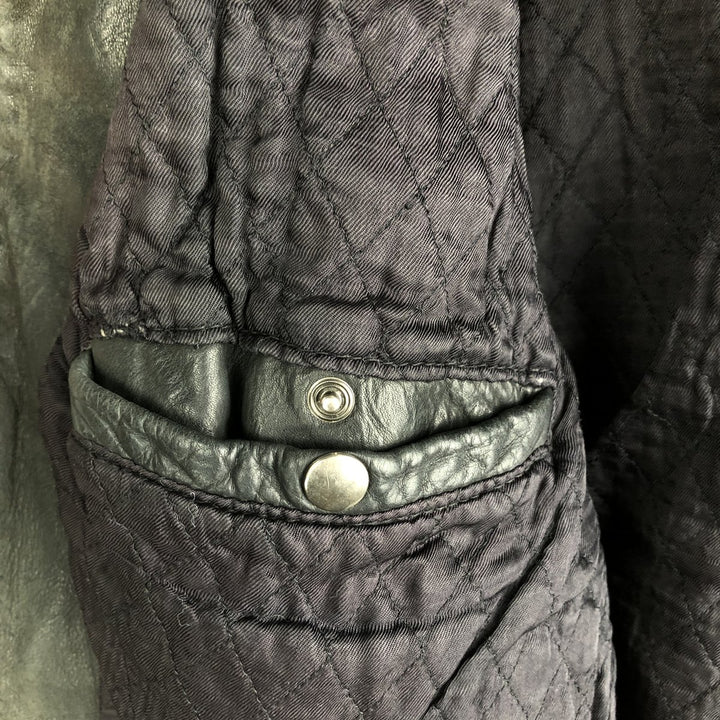 Quilted liner leather flight jacket, men's size M genuine leather black type Vintage Second Hand