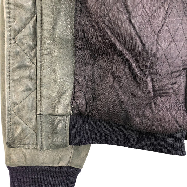 Quilted liner leather flight jacket, men's size M genuine leather black type Vintage Second Hand