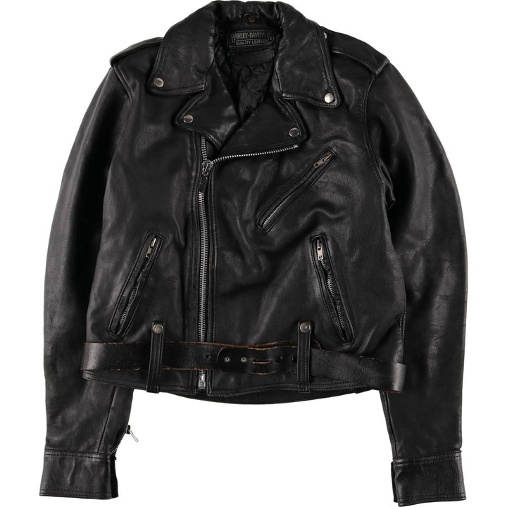 Harley-Davidson Padded Double Rider Jacket, Men's Size Small genuine leather black type Vintage Second Hand