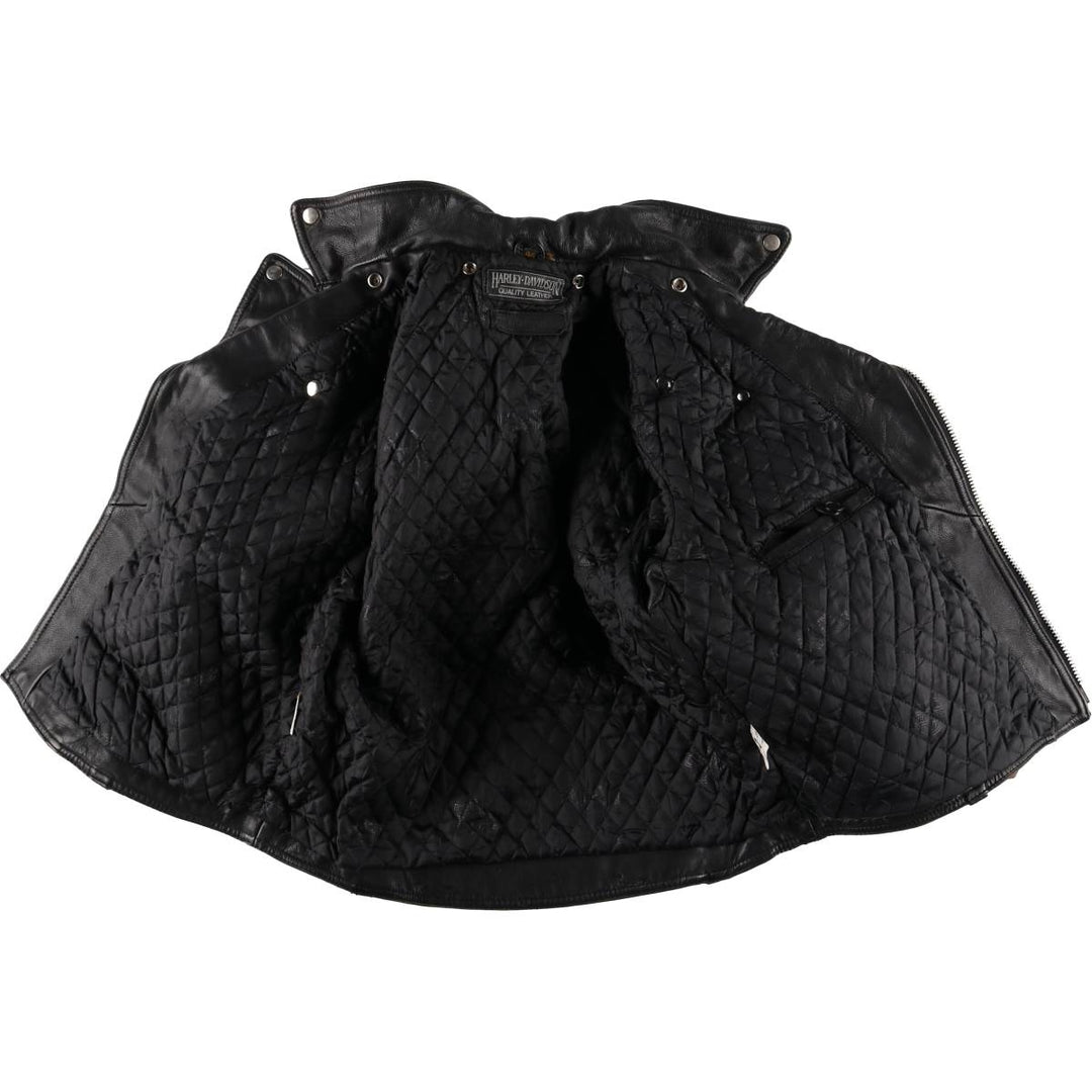 Harley-Davidson Padded Double Rider Jacket, Men's Size Small genuine leather black type Vintage Second Hand