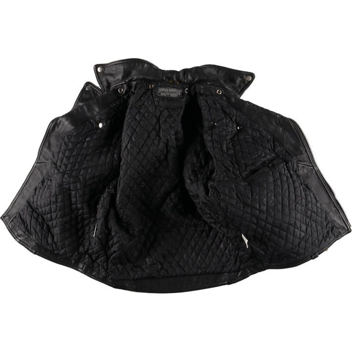Harley-Davidson Padded Double Rider Jacket, Men's Size Small genuine leather black type Vintage Second Hand