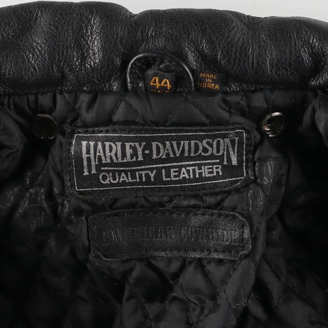 Harley-Davidson Padded Double Rider Jacket, Men's Size Small genuine leather black type Vintage Second Hand