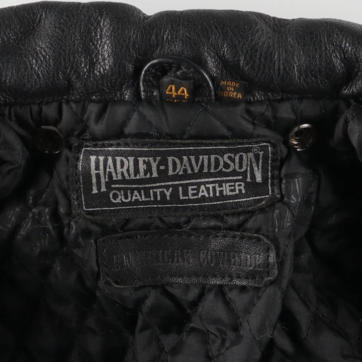 Harley-Davidson Padded Double Rider Jacket, Men's Size Small genuine leather black type Vintage Second Hand