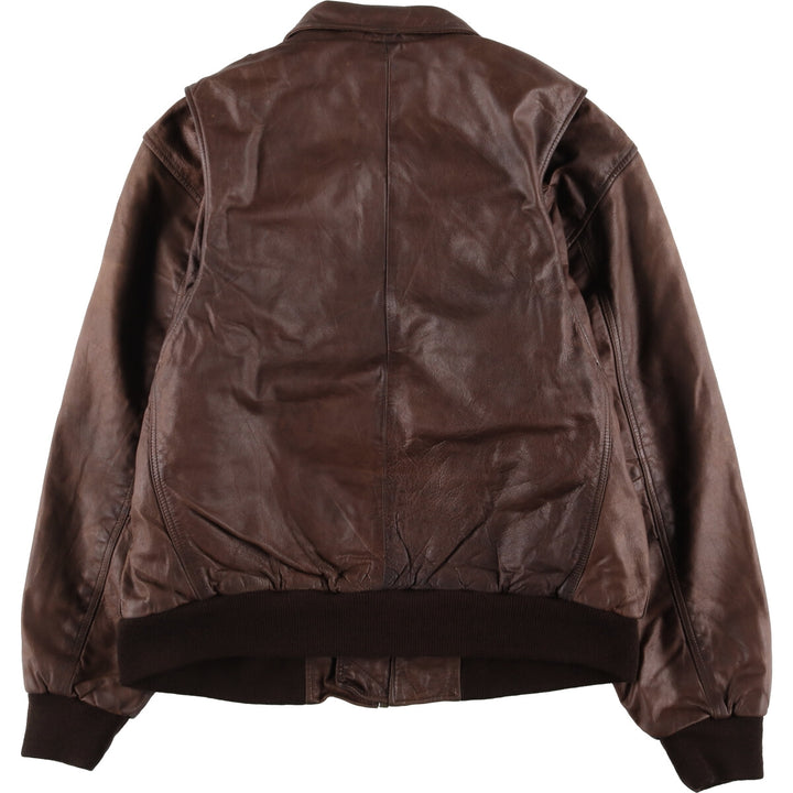 SL Leatherwear Padded Leather Blouson, Men's Size L genuine leather brown type Vintage Second Hand