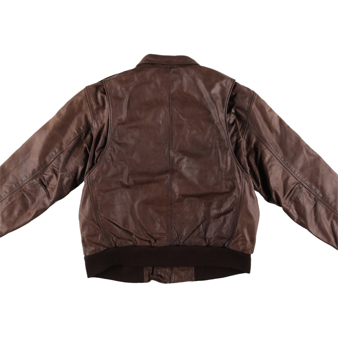 SL Leatherwear Padded Leather Blouson, Men's Size L genuine leather brown type Vintage Second Hand