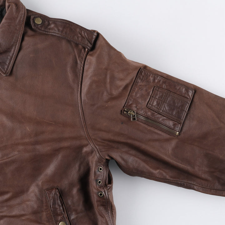 SL Leatherwear Padded Leather Blouson, Men's Size L genuine leather brown type Vintage Second Hand