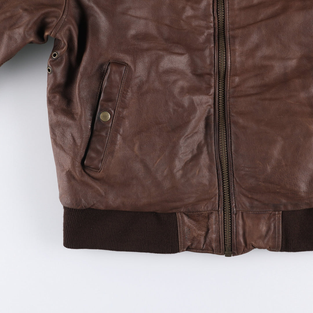 SL Leatherwear Padded Leather Blouson, Men's Size L genuine leather brown type Vintage Second Hand