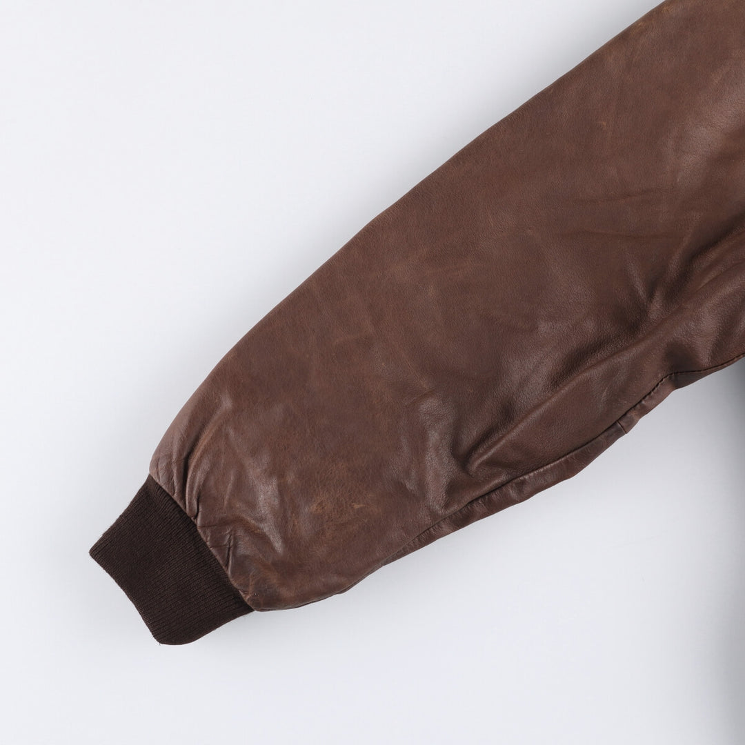 SL Leatherwear Padded Leather Blouson, Men's Size L genuine leather brown type Vintage Second Hand