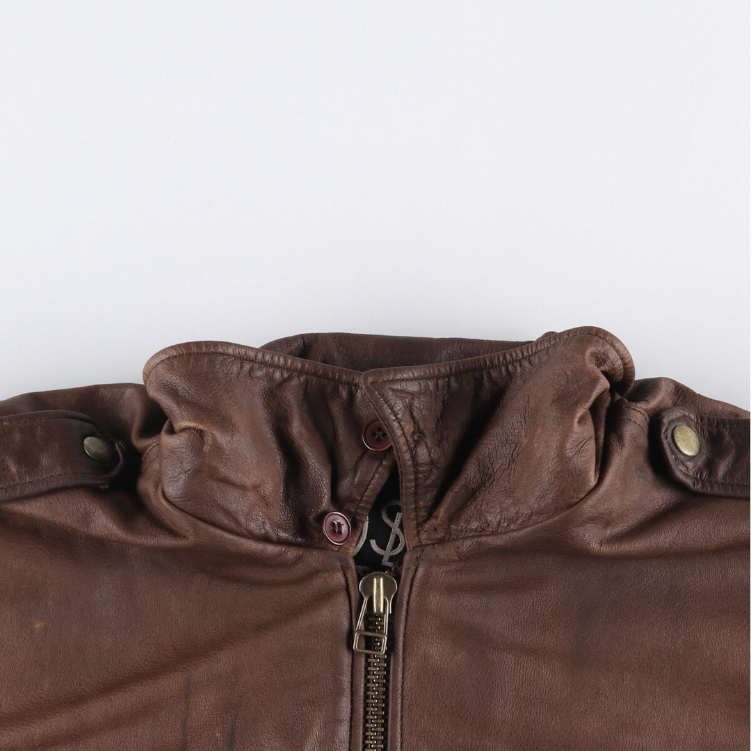 SL Leatherwear Padded Leather Blouson, Men's Size L genuine leather brown type Vintage Second Hand