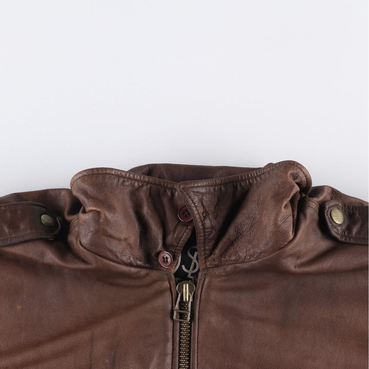SL Leatherwear Padded Leather Blouson, Men's Size L genuine leather brown type Vintage Second Hand