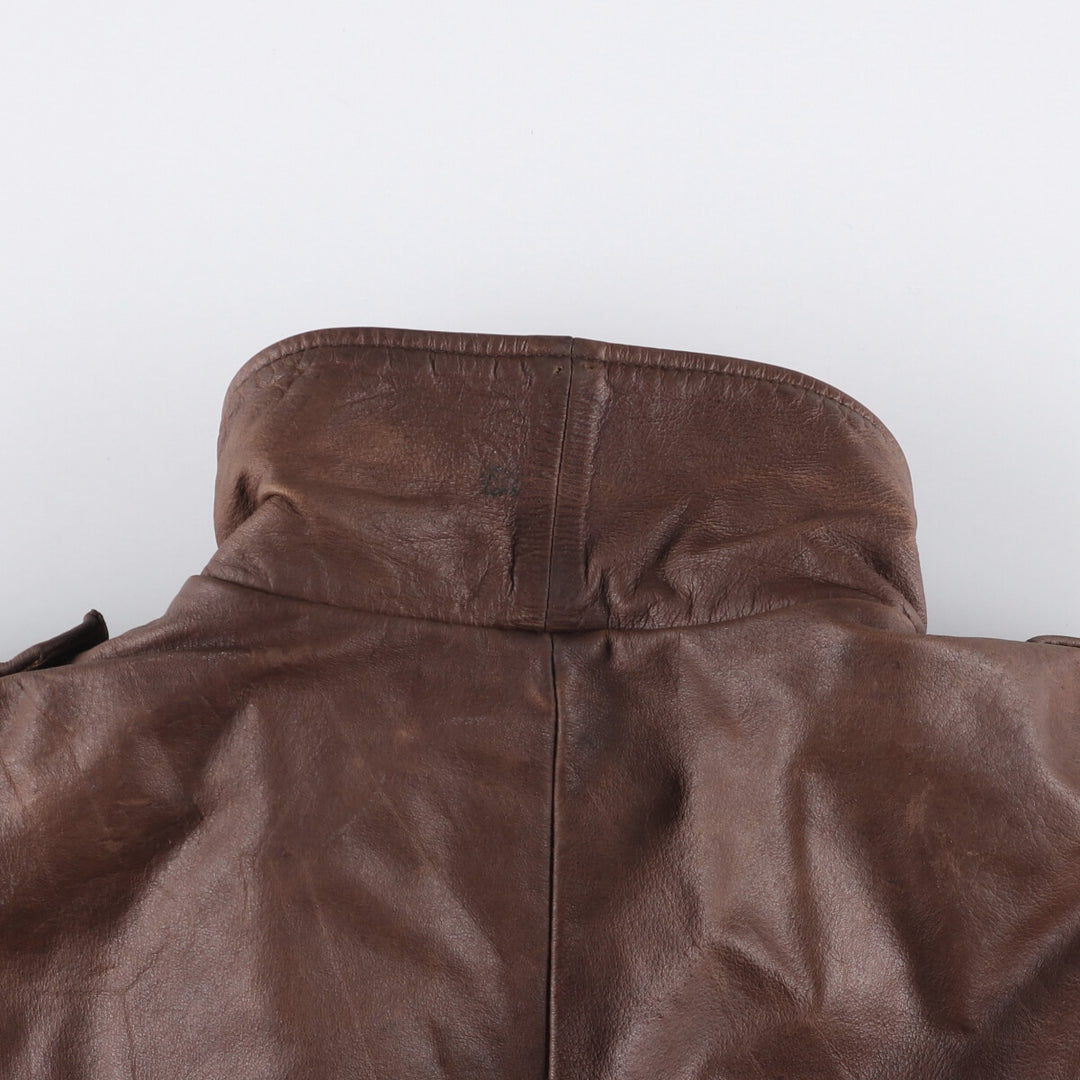 SL Leatherwear Padded Leather Blouson, Men's Size L genuine leather brown type Vintage Second Hand