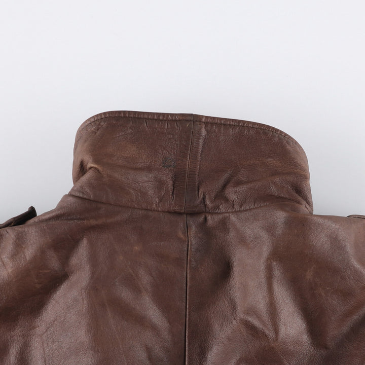 SL Leatherwear Padded Leather Blouson, Men's Size L genuine leather brown type Vintage Second Hand