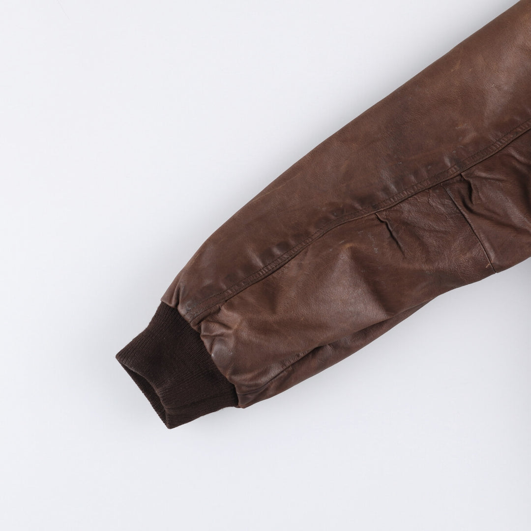 SL Leatherwear Padded Leather Blouson, Men's Size L genuine leather brown type Vintage Second Hand