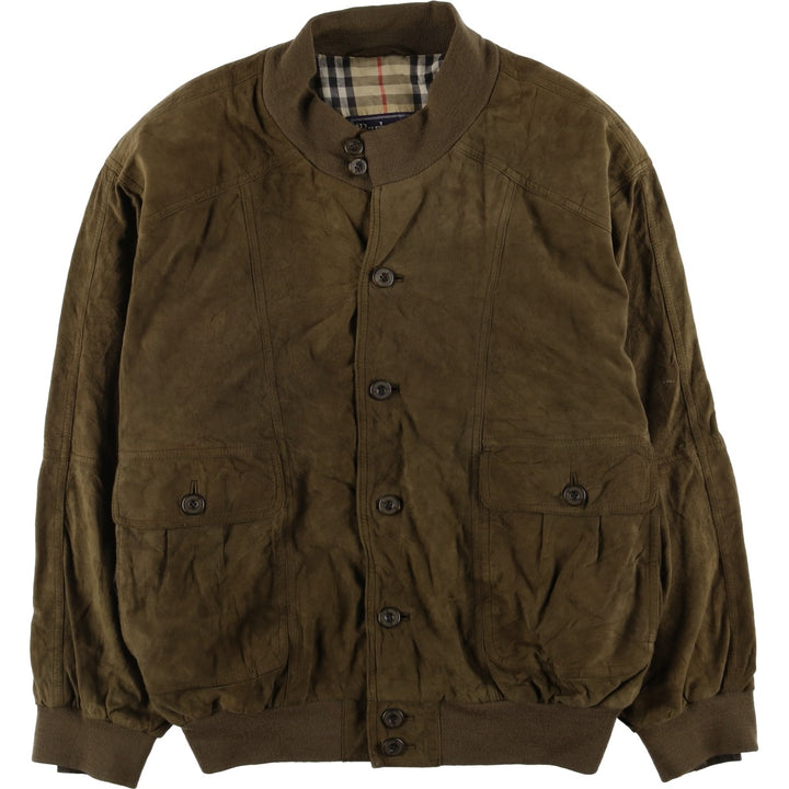Burberry's suede leather blouson, men's size XL Genuine Leather Suede Leather Khaki type brown Vintage Second Hand