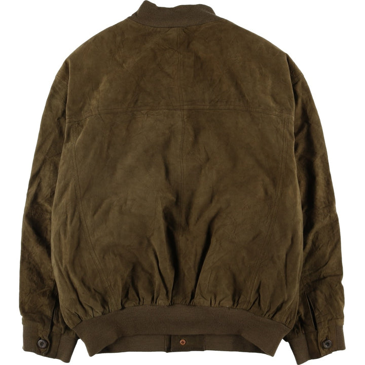 Burberry's suede leather blouson, men's size XL Genuine Leather Suede Leather Khaki type brown Vintage Second Hand