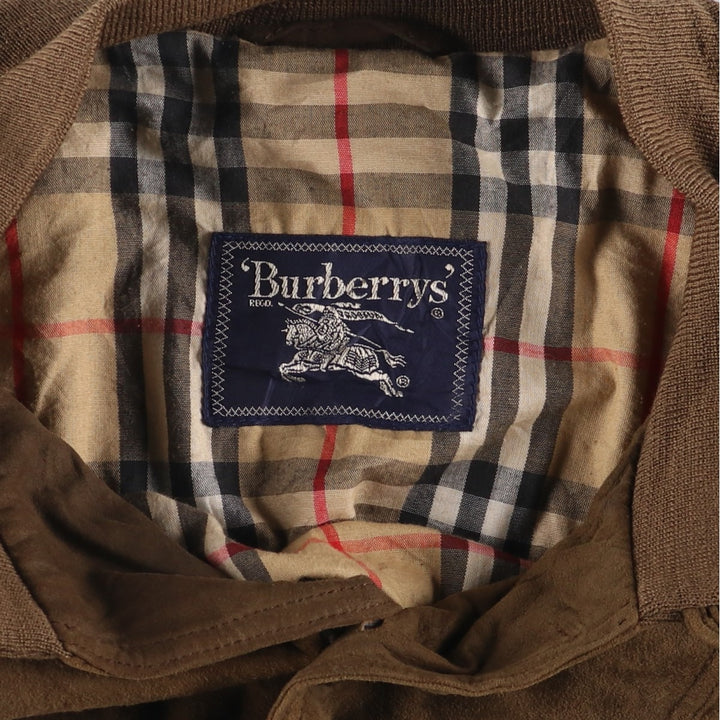 Burberry's suede leather blouson, men's size XL Genuine Leather Suede Leather Khaki type brown Vintage Second Hand