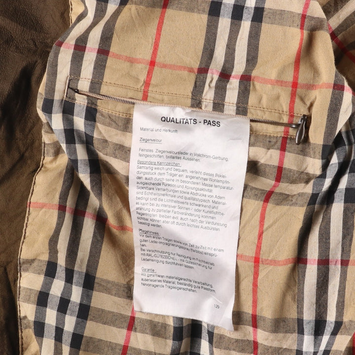 Burberry's suede leather blouson, men's size XL Genuine Leather Suede Leather Khaki type brown Vintage Second Hand