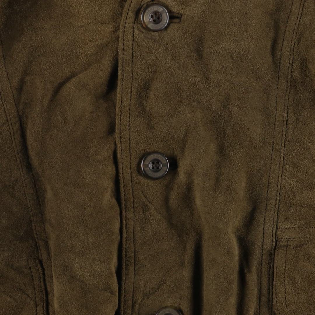 Burberry's suede leather blouson, men's size XL Genuine Leather Suede Leather Khaki type brown Vintage Second Hand