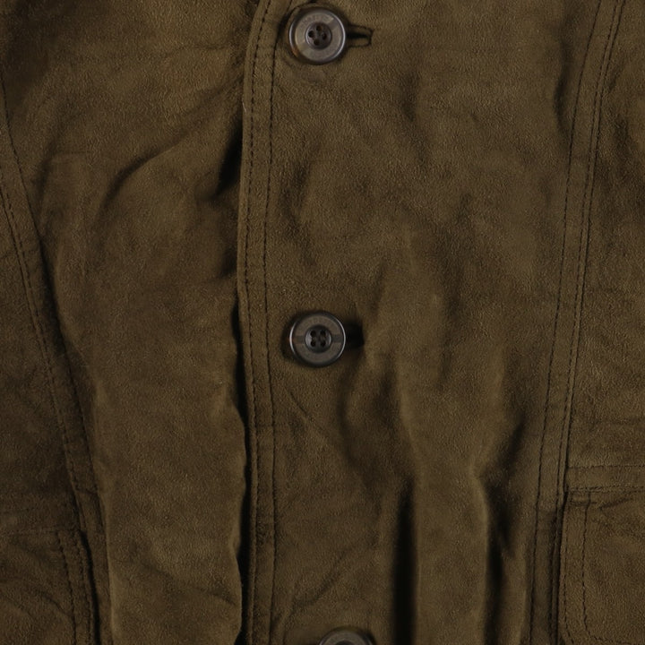 Burberry's suede leather blouson, men's size XL Genuine Leather Suede Leather Khaki type brown Vintage Second Hand