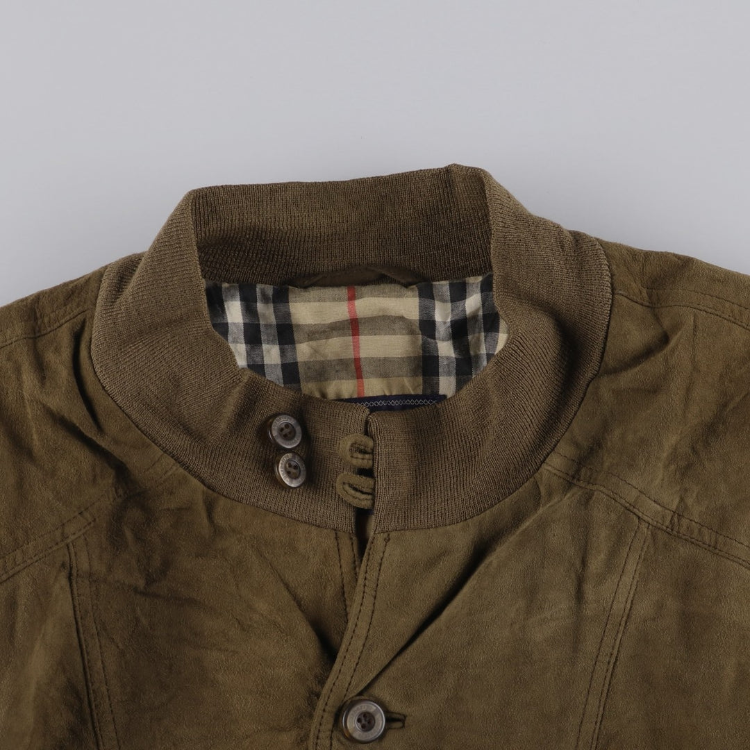 Burberry's suede leather blouson, men's size XL Genuine Leather Suede Leather Khaki type brown Vintage Second Hand