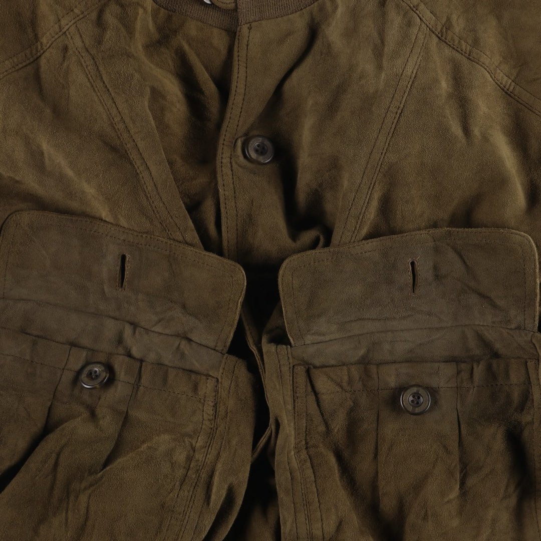 Burberry's suede leather blouson, men's size XL Genuine Leather Suede Leather Khaki type brown Vintage Second Hand