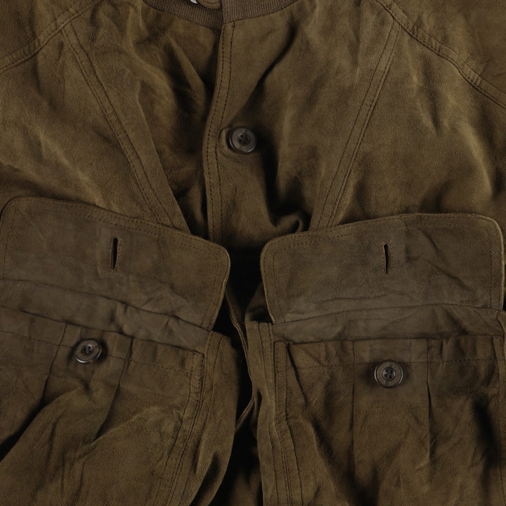 Burberry's suede leather blouson, men's size XL Genuine Leather Suede Leather Khaki type brown Vintage Second Hand
