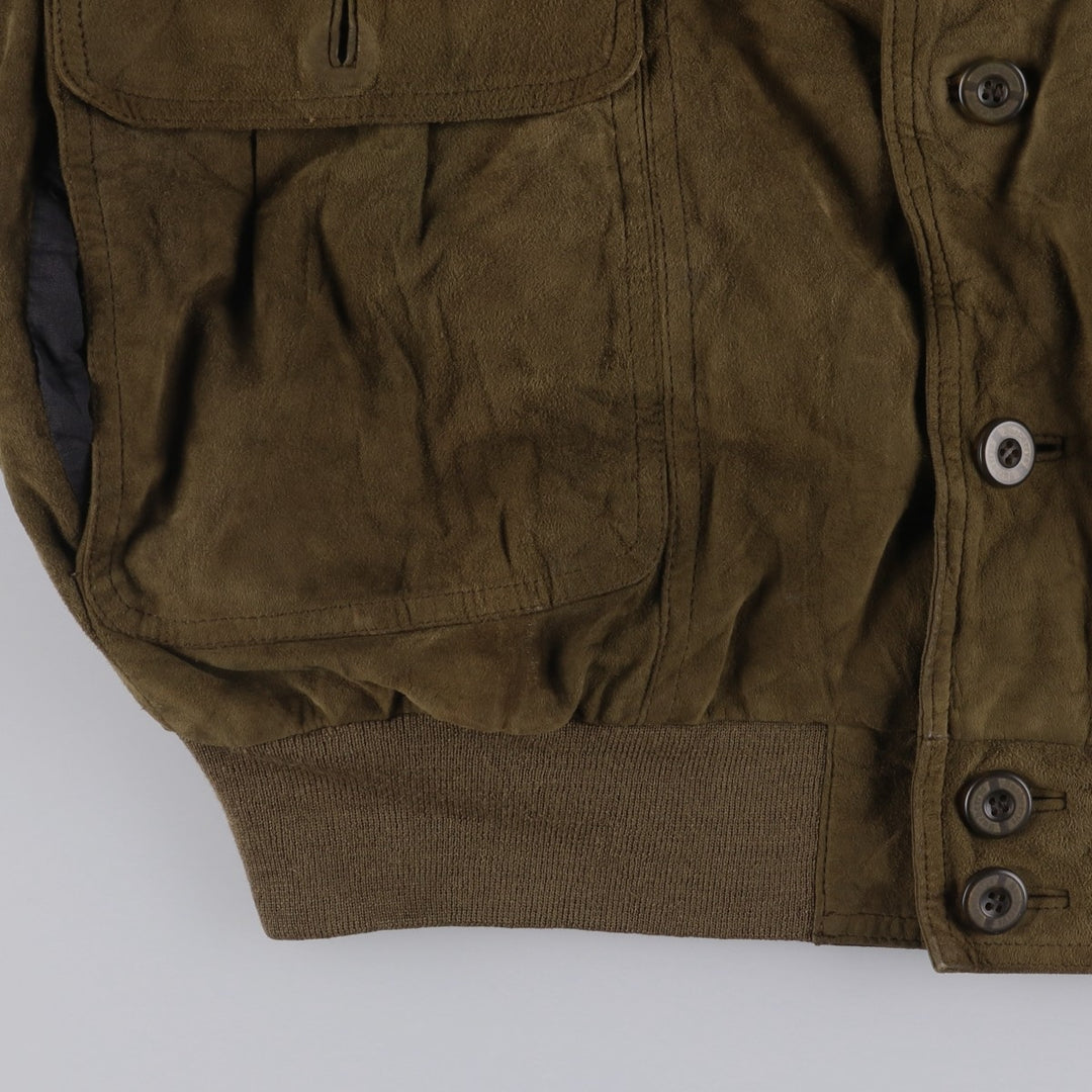 Burberry's suede leather blouson, men's size XL Genuine Leather Suede Leather Khaki type brown Vintage Second Hand