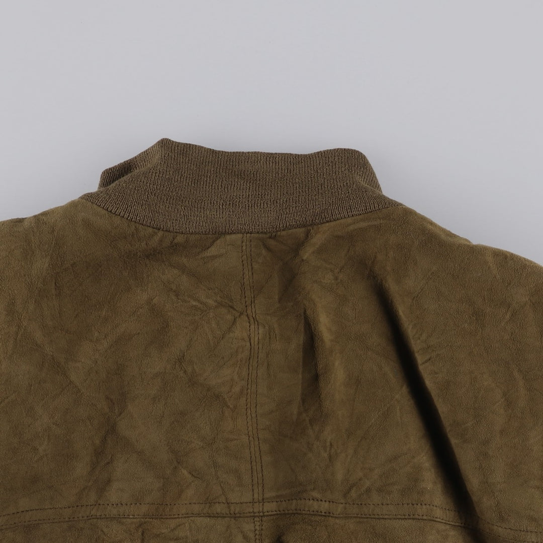 Burberry's suede leather blouson, men's size XL Genuine Leather Suede Leather Khaki type brown Vintage Second Hand