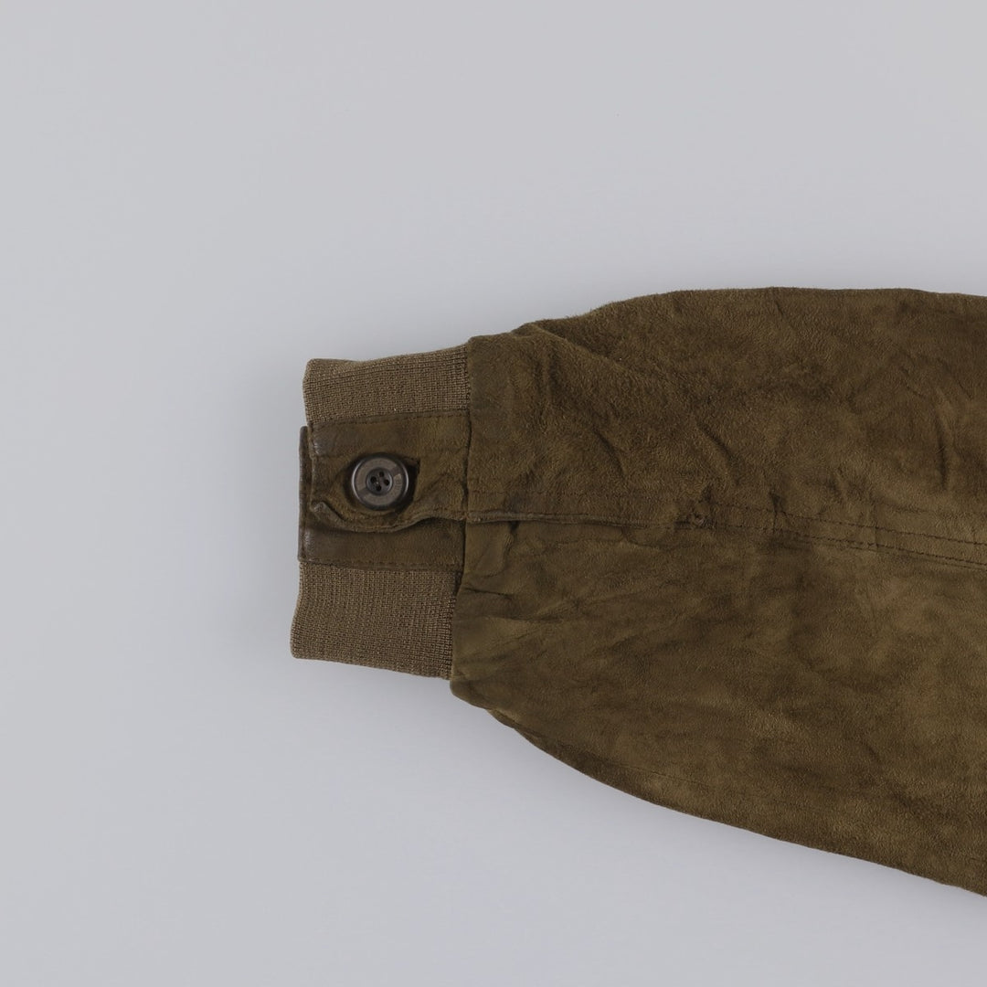 Burberry's suede leather blouson, men's size XL Genuine Leather Suede Leather Khaki type brown Vintage Second Hand
