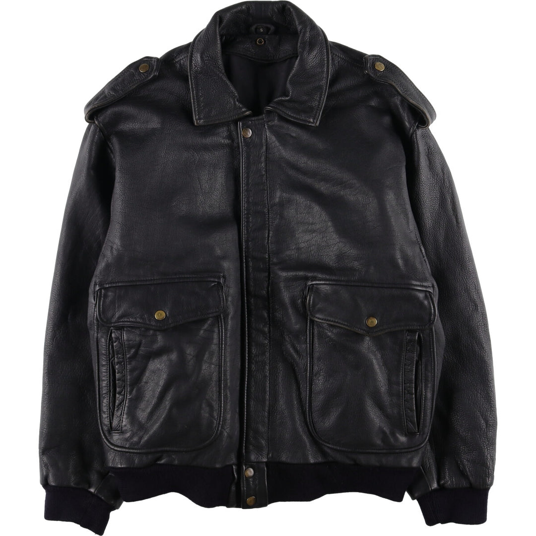 A-2 type leather flight jacket, men's size S unclear black type Vintage Second Hand