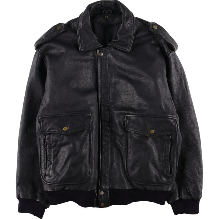 A-2 type leather flight jacket, men's size S unclear black type Vintage Second Hand