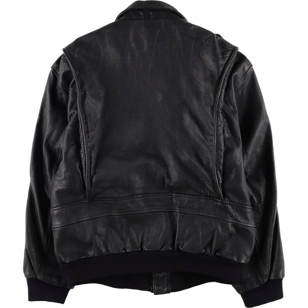 A-2 type leather flight jacket, men's size S unclear black type Vintage Second Hand