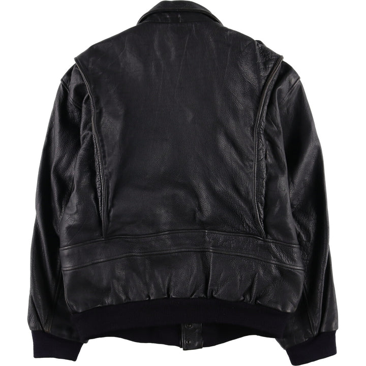 A-2 type leather flight jacket, men's size S unclear black type Vintage Second Hand