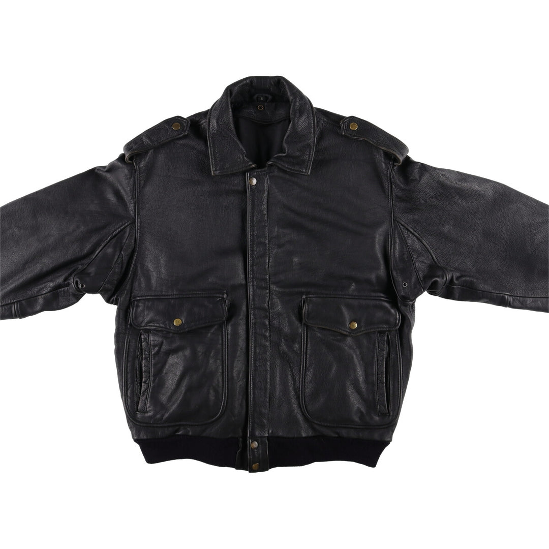 A-2 type leather flight jacket, men's size S unclear black type Vintage Second Hand