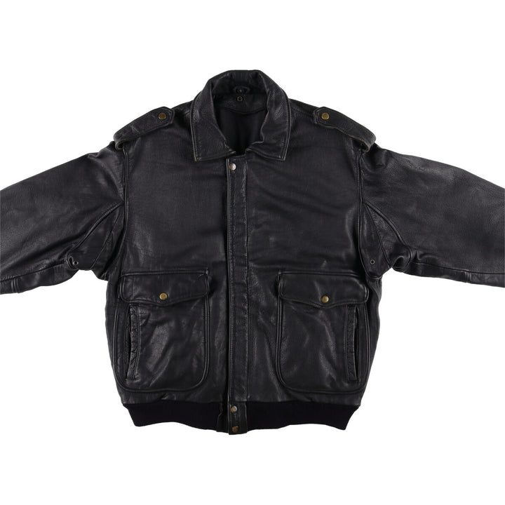 A-2 type leather flight jacket, men's size S unclear black type Vintage Second Hand