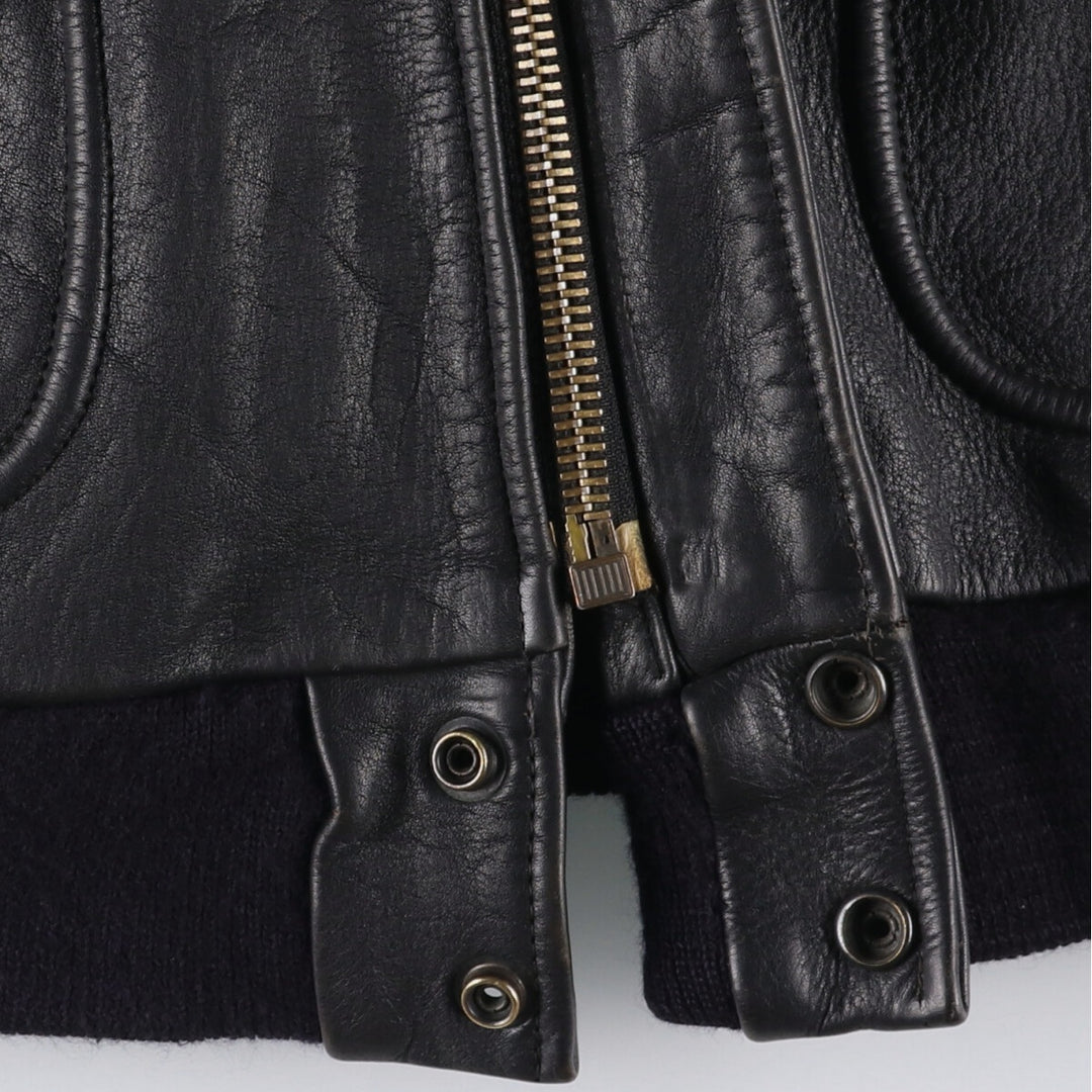 A-2 type leather flight jacket, men's size S unclear black type Vintage Second Hand